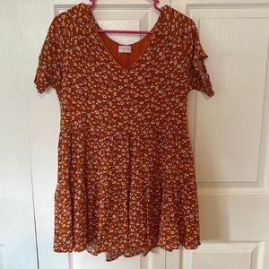 Pink Lily My Last Time Rust Floral Babydoll Dress